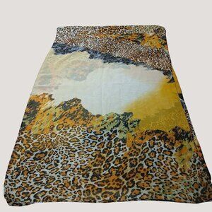 Leopard Abstract Print Sheer Scarf Lightweight Fashion Accessory Yellow Black